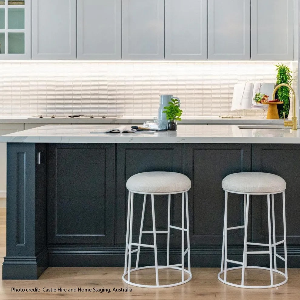 Aiden White Steel Kitchen Stool