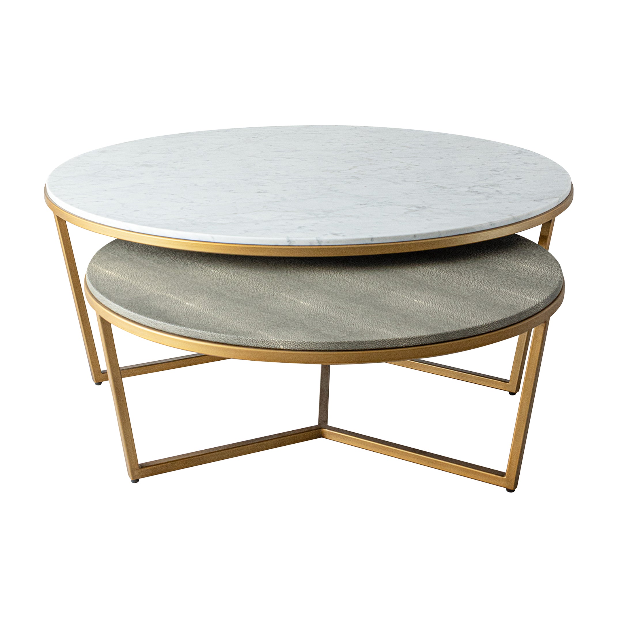 Anette 2 piece Marble and Shagreen Coffee Table