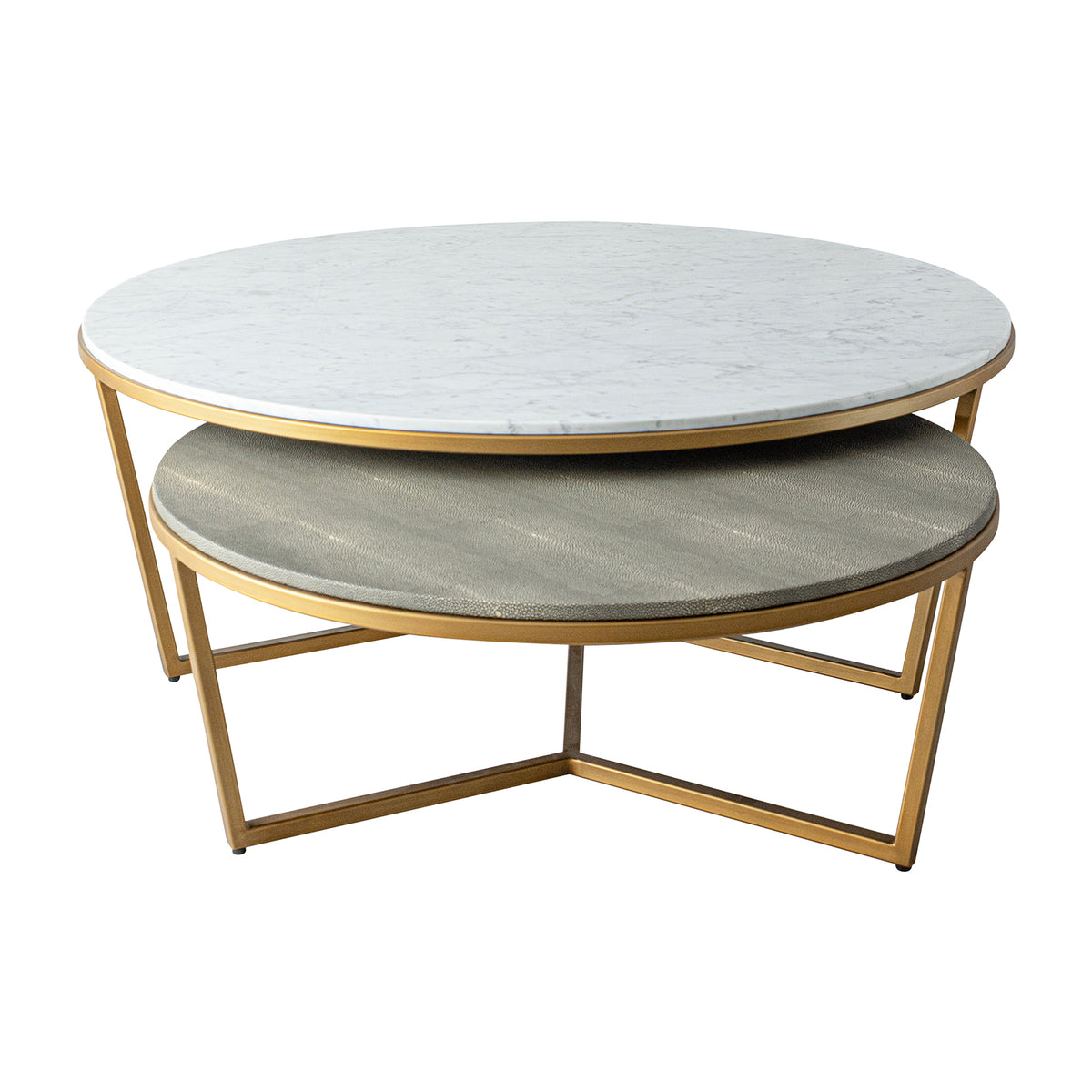 Anette 2 piece Marble and Shagreen Coffee Table